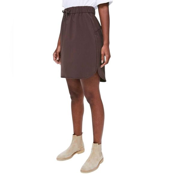Lululemon On The Fly Skirt 21” Brown Satin Drawstring Waist Size 4 - Picture 1 of 8